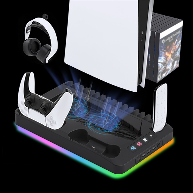 YLW RGB Controller Charging Station Dual Fast Charger LED Indicator PS5 Gamepad Charging Stand Docking Station Game Accessories