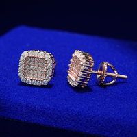 Venta Directa de Fábrica, Joyería Hip Hop de Moda, Aretes de Latón con Circonita y Diamantes para Mujeres y Hombres