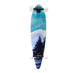 คุณภาพสูงสเก็ตบอร์ดปลารูปร่าง Longboard สีเมเปิ้ลดาดฟ้า Lond บอร์ดต่ําราคาโรงงานที่กําหนดเองที่ดินท่องสเก็ตบอร์ดเปล่า - Product Image 1