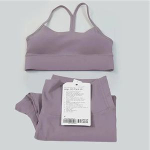 Setelan Olahraga Lulu Sportswear Atasan Gym dan Legging Pinggang Tinggi Bra Bentuk-Y Celana Pendek Fitness Workout Setelan Training - Product Image 2