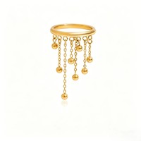 Bague ajustable Gaovo en acier inoxydable doré 18 carats, style Y2K, avec perles en acier faites à la main et incrustations géométriques pour femme