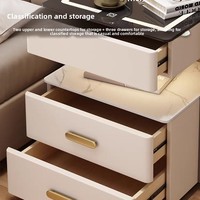 Table de chevet intelligente en bois massif avec éclairage LED multifonction, style nordique moderne, avec charge sans fil