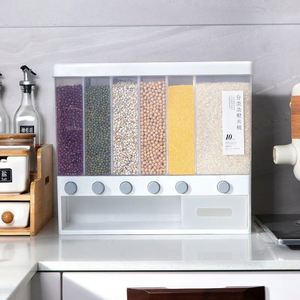 Custom Logo <b>Kitchen</b> 6 Grids Plastic <b>Bin</b> Sealed Bucket Storage Box Moisture-Proof Rice Dispenser 10Kg - Product Image 4
