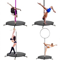 Scène de pole dance portable ronde avec base antidérapante en silicone, double usage rotatif et statique, pour spectacles commerciaux en intérieur et en extérieur
