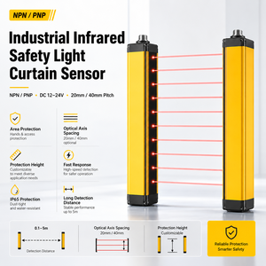 NPN PNP 12-24V DC 20mm/40mm Pitch Area Protection Device Industrial Infrared Grating Barrier Safety <b>Light</b> <b>Curtain</b> Sensor - Product Image 1