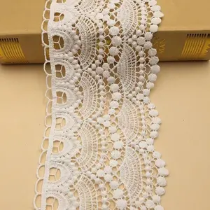 cotton ivory embroidery daisy lace trim for neck