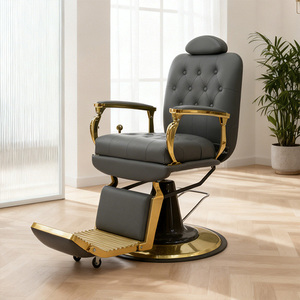 Sillón de Peluquería Reclinable Negro XFMC Factory <span class=keywords><strong>Outlet</strong></span>, Silla de Barbero Dorada para Salón de Belleza - Product Image 1