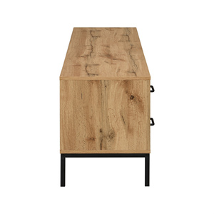 <span class=keywords><strong>Meuble</strong></span> <span class=keywords><strong>TV</strong></span> moderne en MDF mélaminé couleur chêne sauvage avec pieds en tuyau métallique <span class=keywords><strong>et</strong></span> porte en mélaminé noir avec revêtement poudré pour salon, salle à manger, hôtel - Product Image 4