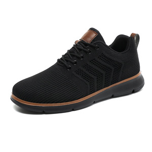 Zapatos para caminar de punto ligero, transpirables, con parte superior de malla, con cordones, antideslizantes, con suela suave, zapatillas casuales. - Product Image 4
