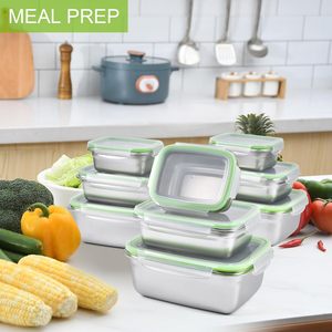 Meal Prep Kids Bento <b>Lunch</b> <b>Box</b> <b>Compartments</b> Microwave Safe Heatable Leak Proof BPA Free Stackable Rectangular Stainless Steel - Product Image 5