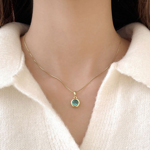 Collar de piedra natal de circón de 7MM de piedra única de diferentes colores a la moda para mujer - Product Image 5