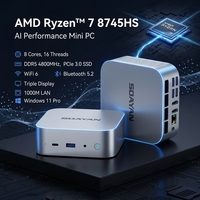 SOAYAN-MQR Mini PC AMD R7 8745HS hingga 32GB DDR5 Mendukung Pcie NVMe SSD hingga Tiga Output 4K WiFi6 Win11/Linux