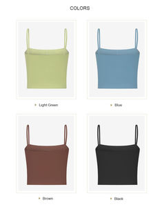 Camisetas Interiores Sin Mangas Débardeurs de fitness décontractés Débardeurs courts avec logo personnalisé avec soutien-gorge intégré - Product Image 3