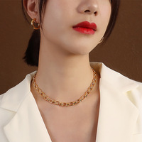 Collier en acier inoxydable, bijoux unisexe pour fête, chaîne épaisse, colliers populaires en plaqué or 18k