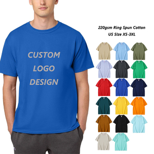 High Quality 100% Ring Spun Cotton <strong>T</strong>-<strong>Shirt</strong> 220gsm Plain Unisex Custom DTG Embroidery Screen Print Logo Graphic <strong>Men</strong> <strong>T</strong> <strong>Shirt</strong> - Product Image 1