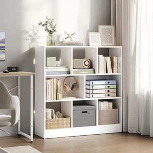 Étagère blanche avec 4 étagères, armoire en bois, 8 cubes ouverts, vitrine pour salon, bureau et chambre à coucher - Product Image 2