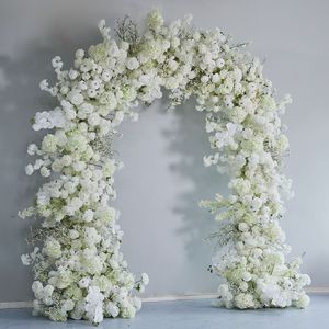 Arche de fleurs de mariage H-884, toile de fond photo de mariage, arrangement floral circulaire de 2,4 m avec roses blanches et gypsophile, chemin de table décoratif pour mariage - Product Image 5
