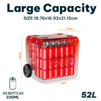 Glacière portable 52L avec haut-parleur sans fil et roulettes, idéale pour le camping, les pique-niques, les barbecues, les événements en plein air