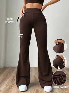 Women's Naked Solid Plus Size Yoga Pants American Style Micro-Horn High Waist Slimming Hip-Lifting Sports Fitness Casual Pants - Product Image 3