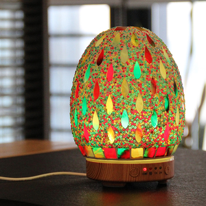 Nuove uscite 2023 perle di goccia di pioggia mosaico di vetro diffusore di aromi umidificatore elettrodomestici di qualità dell'aria con luce a LED per la casa - Product Image 3