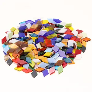 1225 Pieces/1 kg Vibrante Mixed Glass Mosaic Tiles para Artesanato Catedral Stained Glass Pieces-cores sortidas e Formas