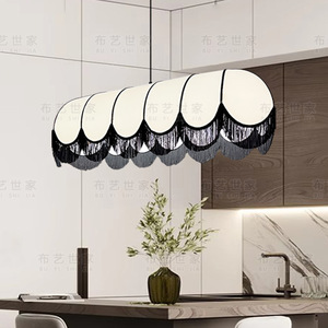 Chinese Style Pendant Lamp 120cm Long White Fabric E27 LED Warm <b>Light</b> For Living Room <b>Dining</b> Room Bar Counter - Product Image 1