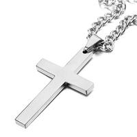 Collier de Croix pour hommes, Bijoux brésiliens en Acier Inoxydable, en or 14k, vente en gros