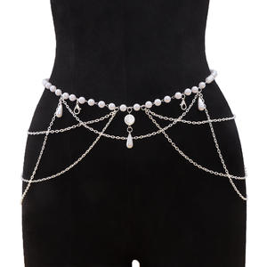 Cadena de cintura de perlas con borlas, estilo chino, accesorio Hanfu antiguo para mujer, cinturón de fiesta, blanco K, dos hebillas de langosta - Product Image 2