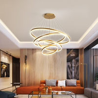 Moderne Simple Spirale Design Acrylique Doré Suspendus LED Lumières Résidentielles Salon Lustres Décoratifs Lampes Suspendues