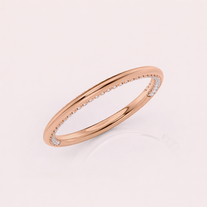 Bague demi-éternité en or rose/jaune et blanc 18 carats avec diamants ronds cultivés en laboratoire - Product Image 2