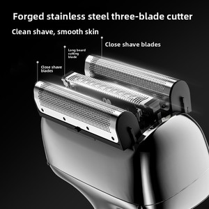 Tres cuchillos en uno Máquina de afeitar eléctrica de plata platino Maquinilla de afeitar impermeable para Barba - Product Image 4