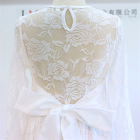 Robes en dentelle blanche brodée pour filles, à manches longues, à fleurs, pour filles, robe de nuit de mariage pour enfants, romantique
