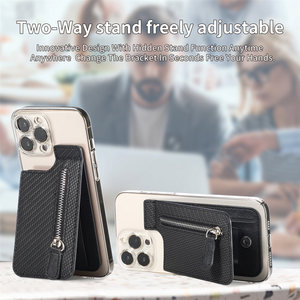 Étui universel pour cartes de visite avec porte-cartes arrière en cuir PU et portefeuille zippé, accessoires mobiles pour iPhone Samsung POCO - Product Image 5