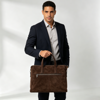 Sac à bandoulière en cuir suédé pour homme, fabriqué en usine, pour ordinateur portable, sacoche de bureau, sac de travail, sacoche pour ordinateur portable