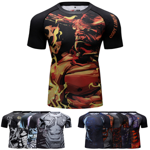 <strong>Custom</strong> Logo Polyester Spandex Sport <strong>T</strong> <strong>Shirt</strong> Men <strong>3d</strong> Sublimation Heat Transfer <strong>Printing</strong> Running Compression Fitness <strong>Shirt</strong> Rash Top - Product Image 5