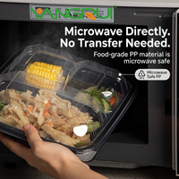 Contenants d'aliments à emporter 34oz 3 compartiments PP à clapet boîtes de conserve jetables en plastique à charnière avec couvercle transparent pour restaurant vente en gros