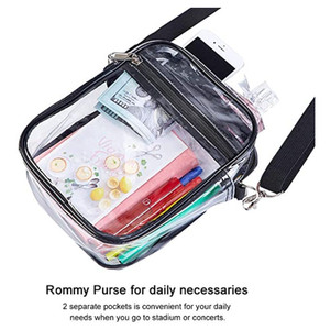Bolso bandolera transparente ajustable para mujer, bolso impermeable transparente aprobado por el estadio con correa cruzada transparente para el hombro - Product Image 3