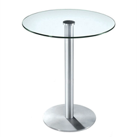 Table de bar en verre trempé à base d'acier brossé LQ- GT30