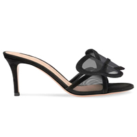 Sandales à talons aiguilles hauts en faux daim noir, grande taille, avec motif papillon, pour femmes