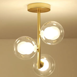 <span class=keywords><strong>Lustre</strong></span> moderne <span class=keywords><strong>transparent</strong></span> en forme de <span class=keywords><strong>boule</strong></span> de <span class=keywords><strong>verre</strong></span> pour décoration intérieure de restaurant familial suspension d'escalier simple dorée nordique - Product Image 5