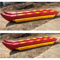 Bateau banane gonflable géant personnalisé rouge et jaune, type requin volant, à double tube, tractable, pour la location et les activités nautiques en gros