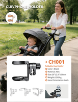Porte-gobelets double 2 en 1, pliable, amovible, robuste, facile à assembler, pour poussette de bébé, utilisation en extérieur