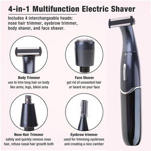 4in1 Rechargeable Stainless Steel Rotary Electric Trimmer <b>Face</b>/Bikini/Body IPX5 Waterproof USB <b>Shaver</b> Epilator <b>Women</b> Men - Product Image 6