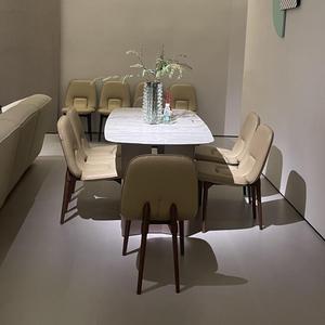 Cao cấp hiện đại ý Thiết kế hình chữ nhật xoay bàn ăn đá cẩm thạch tự nhiên hàng đầu vàng thép không gỉ ghế đặt nhà hàng - Product Image 6