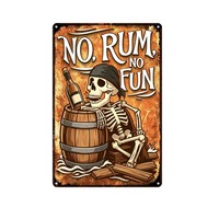 Plaque murale en métal rustique vintage avec slogan amusant sur le thème du rhum et crâne de pirate, décoration en étain pour pub, taverne, bar, ornement mural