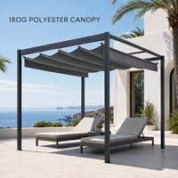 Pérgola de Acero de 300x300x225cm con Toldo Retráctil Ondulado, Estructura Resistente de 60x60mm para Proyectos Comerciales, Hoteles, Resorts y Villas