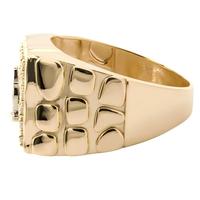 Großhandel Goldfarbener Ring mit betenden Händen, vollständig mit Zirkonia besetzt, Unisex, quadratische Oberseite, Kettenmuster-Band, individueller Statement-Fingerschmuck