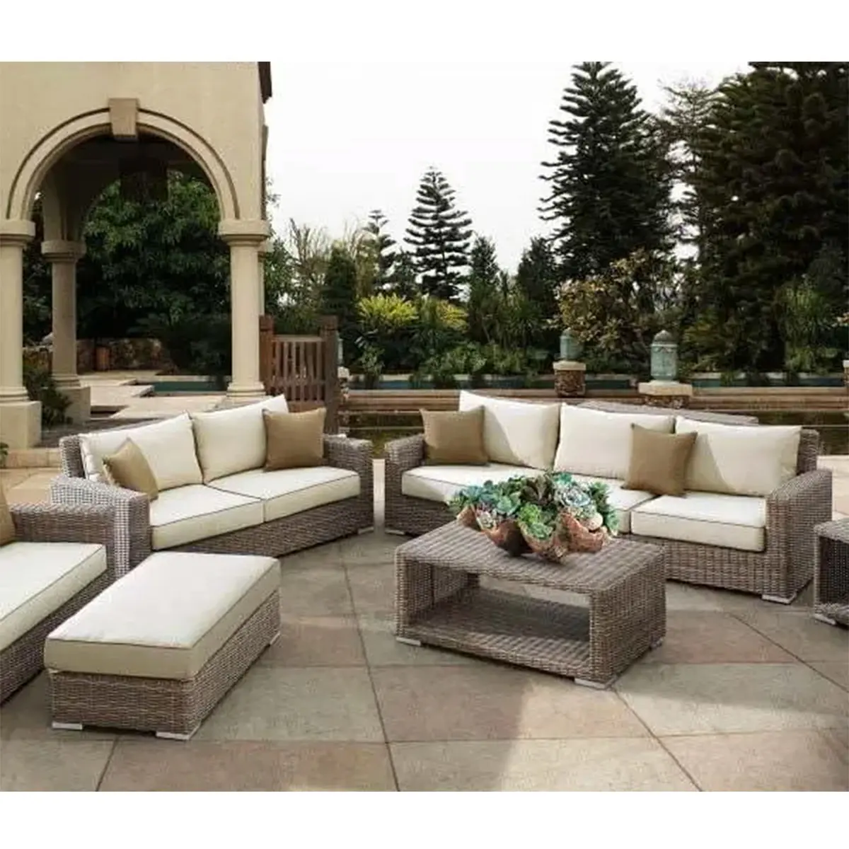 Современный патио открытый ротанг диван набор садовая мебель для заднего двора садовый набор для продажи садовой мебели