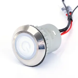 250VAC 12V 24V 30mm Flat Head Latching 4 Wire Terminal Waterproof Metal Stove Switch with Tailgate Tail Plug Contacts