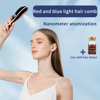 Neue Kopfhautmassagebürste Elektrische Haarbürste 400mAh Rot- und Blaulicht Nanometer-Zerstäubung 3D Silikonborsten